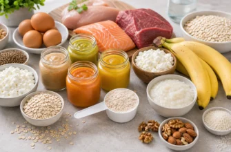 Пюре, каши, творог, бананы и белковые продукты для набора массы