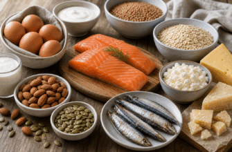 Продукты, содержащие фосфор: рыба, яйца, молочные продукты, орехи, семечки и крупы