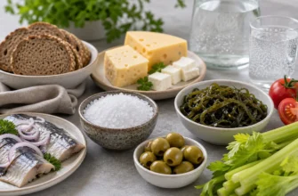 Продукты, содержащие хлориды: соль, морская капуста, сельдерей, помидоры, оливки, сыр, соленая рыба, хлеб и минеральная вода